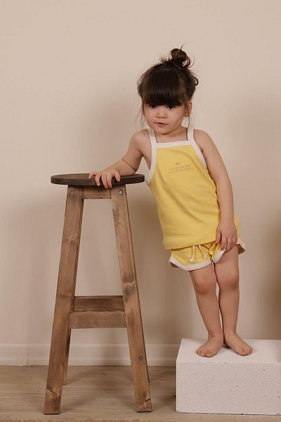 OhlalaKoala Pastel Yellow Strappy Shorts Set