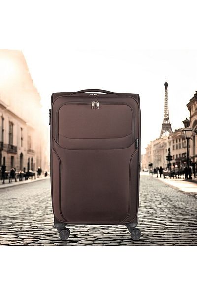 Naimeed Company Small travel trolley, Naimeed D5973, 4 double wheels 360 degrees, textile material, Brown,36x23x52cm