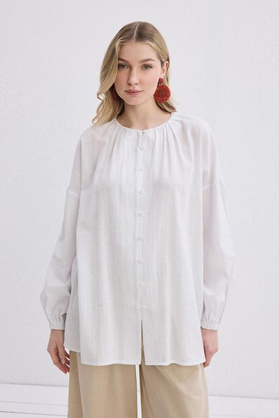 KADRİYE BAŞTÜRK Anna Şile Cloth Shirt Ecru