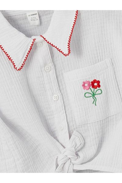 LC Waikiki Cămașă pentru fetiță cu broderie florală, cu potrivire confortabilă (S5)