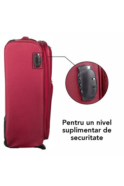 Naimeed Company Small travel trolley, Naimeed D5977, 2 wheels, textile material, Red, 35.5x26x52cm