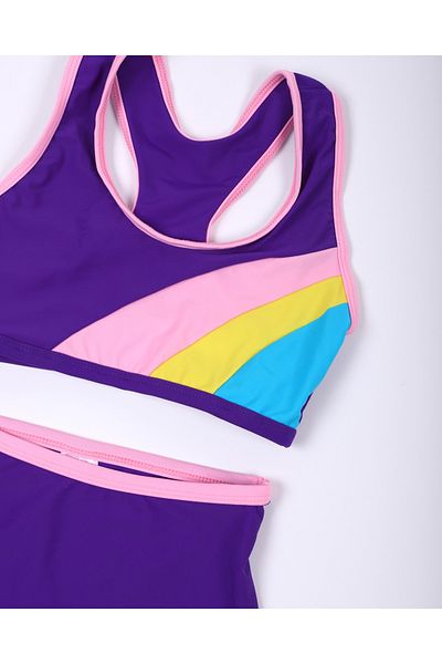 Lio20 Girl's Purple Color Swimsuit Bikini with Bottom-Top Shorts