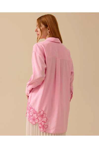 SEÇİLSTORE Nakışlı Düğme Detaylı Uzun Kollu Tunik