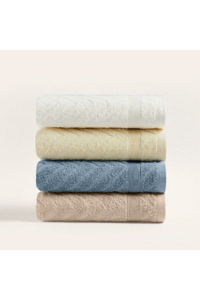 Koza Home Set of 4 towels 50x90cm 100% cotton, Koza blue, cream, ecru, taupe
