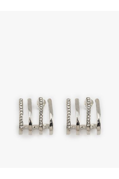 Koton Stone Detailed Four Row Hoop Earrings