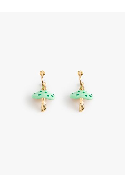 Koton Steel Blended Dangle Mushroom Hoop Earrings