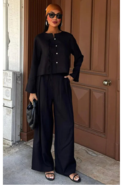 Sobe Costum de in - Costum cu detaliu de snur subțire în față și pantaloni cu...