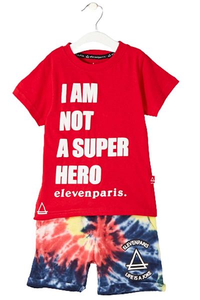 Eleven Paris Eleven Paris shorts and t-shirt set, Red 116 CM