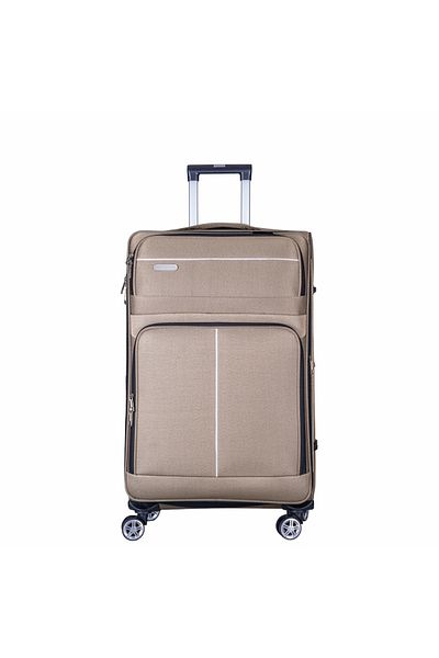 Naimeed Company Troler mic de călătorie, Naimeed D6001, 4 roți duble 360 ​​grade, material textil, crem, 35x21x58cm
