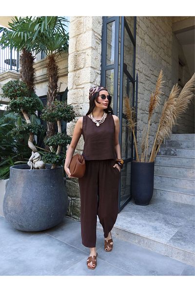 ESRAHELVACI Zero Sleeve Comfortable Blouse Set