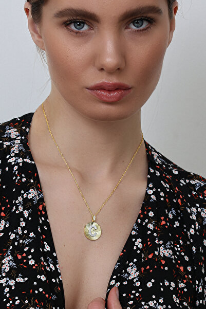 Gümüş Vadisi Kadın 925 Ayar Zirkon taşlı Kişiye Özel Harf Kolye (C)