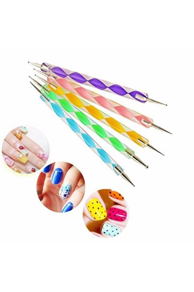 Ecosell 20 Parça Nail Art Tırnak Süsleme Desen Fırça ve Dot Kalem Seti Siyah