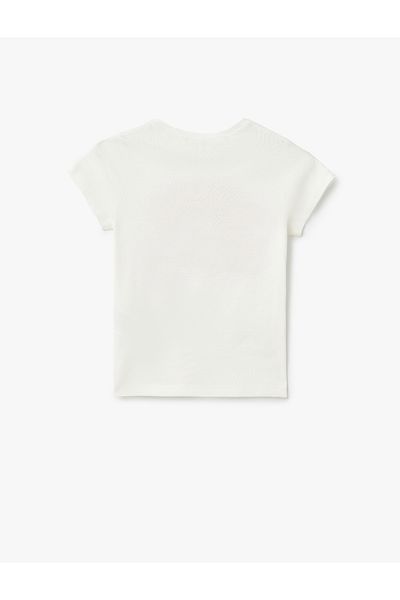 Koton Slogan Printed Cotton Crew Neck Short Sleeve T-Shirt