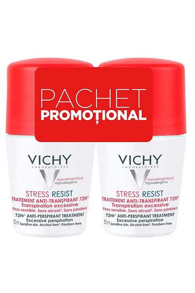 Vichy Set Deodorant roll-on antiperspirant pentru transpiratie excesiva Vichy Stress Resist