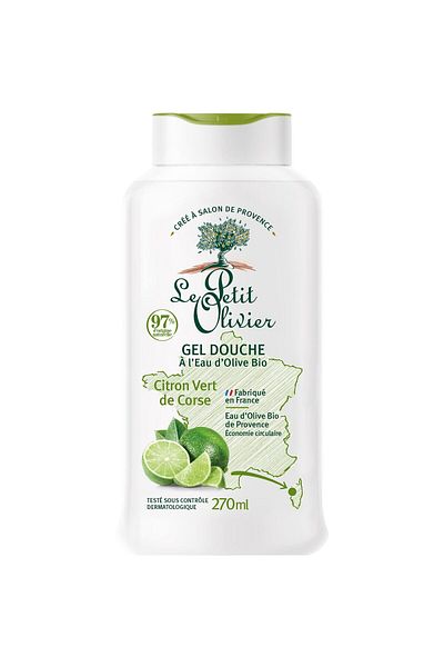 Le Petit Olivier Gel de dus hidratant cu apa de masline bio si lamaie verde din Corsica