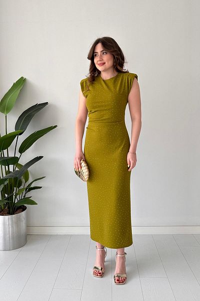 MaziButik Φόρεμα Glitter Crepe Oil Green