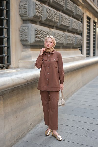LOCCO Women's Cargo Pocket Suit Brown