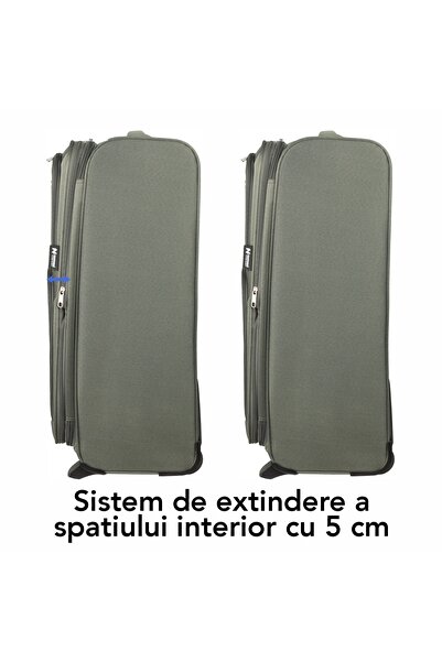 Naimeed Company Troler mic de călătorie, Naimeed D5975, 2 roți, material textil, Kaki, 35.5x26x52cm