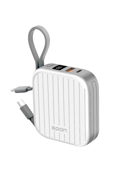 Spon 10000mAh Mini Power Bank Built-in 2 Cables Supports 22.5W Fast Charging
