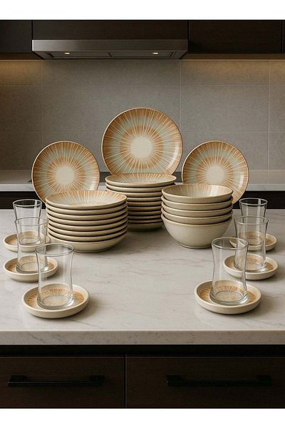 ozo 36-Pieces Luxury Turkish Porcelain Dinnerware – Complete Set for 6 Persons