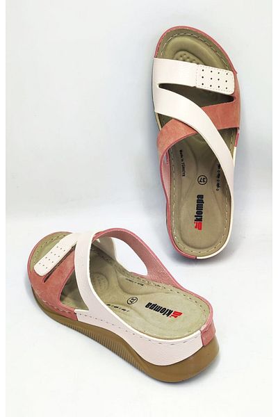 Tigerline Γυναικείες καλοκαιρινές παντόφλες Ms024 Beige Powder Mikanos λουστρίνι Ορθοπεδική σόλα Καθημερινή Άνετη Παντόφλες για το σπίτι και έξω