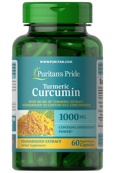 Puritan's Pride Turmeric Curcumin 1000 mg with Bioperine – 60 Capsules