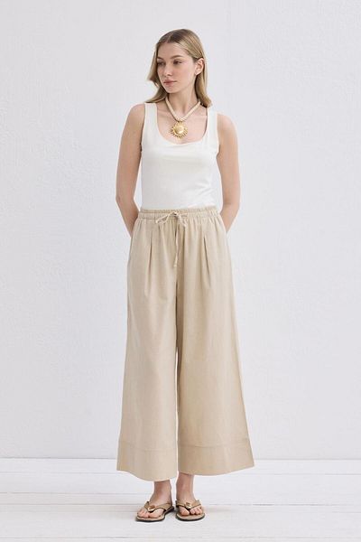 KADRİYE BAŞTÜRK Doren Linen Trousers Natural