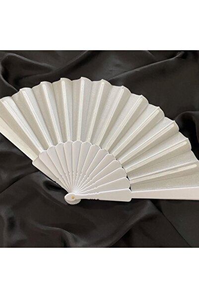 MutluBiDünya Kadın 1 Adet Düz Beyaz Renk Yelpaze Gelin Yelpazesi Nikah Yelpazesi Özel Gün Yelpazesi