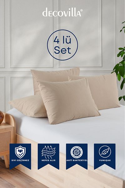 Decovilla Micro perne cu fermoar Set de 4 protectoare de perne rezistente la lichide 50x70