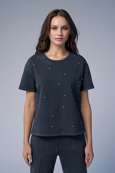 bilcee Γυναικείο μπλουζάκι Anthracite Washed Stone Oversize 3912