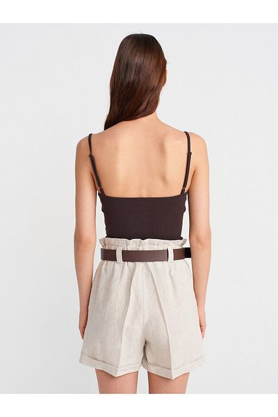 Dilvin 71635 Pantaloni scurți cu talie elastică-Stone
