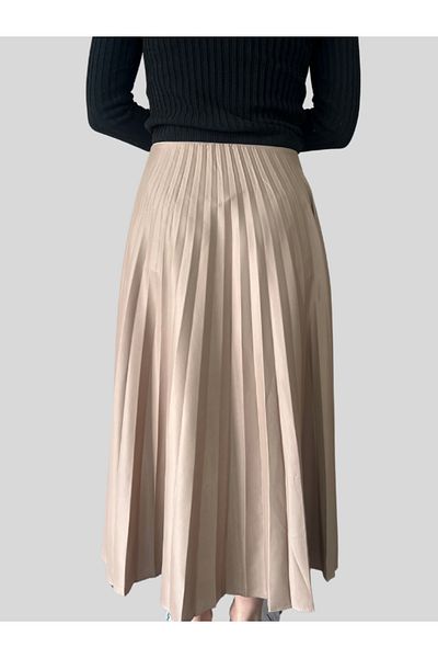 Damla Mink Women's Elastic Waist Pleated Skirt
