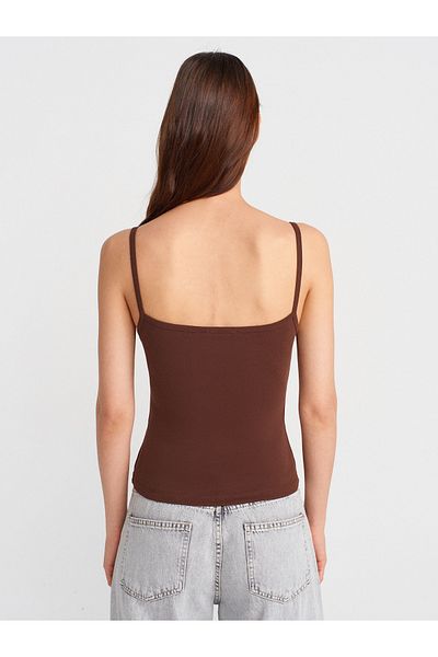 Dilvin 21008 Buttoned Straps Top-Light Brown