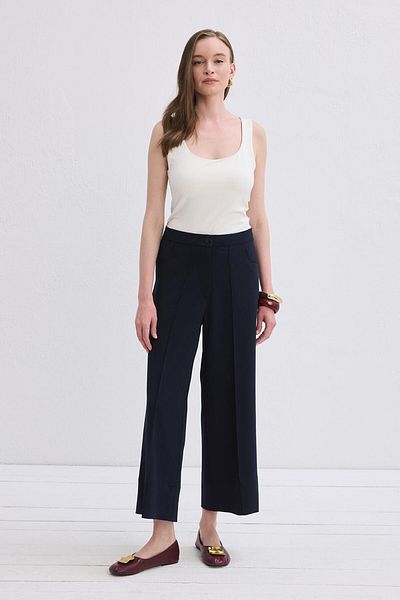 KADRİYE BAŞTÜRK Nicol Stitched Trousers Navy Blue