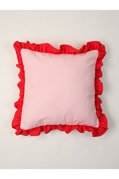 Galia Tasarım Fırfırlı Pembe-Kırmızı Volanlı Yastık Kılıfı