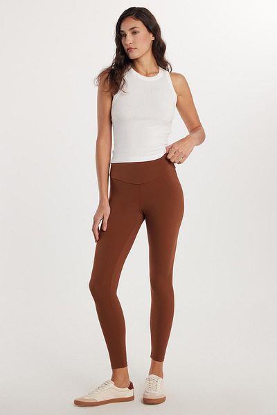 Tudors Γυναικείο κολάν Super Slim Elastic Waist Interlock Standard Size Κανονικό Καφέ Μέσης
