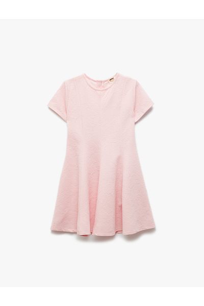 Koton Crew Neck Short Sleeve A-Line Basic Dress