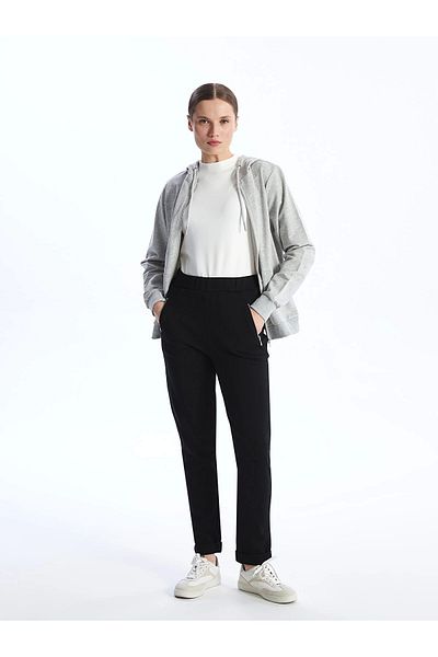 LC Waikiki LCWAIKIKI Basic Μαύρο Γυναικείο Ελαστικό ίσιο παντελόνι μέσης