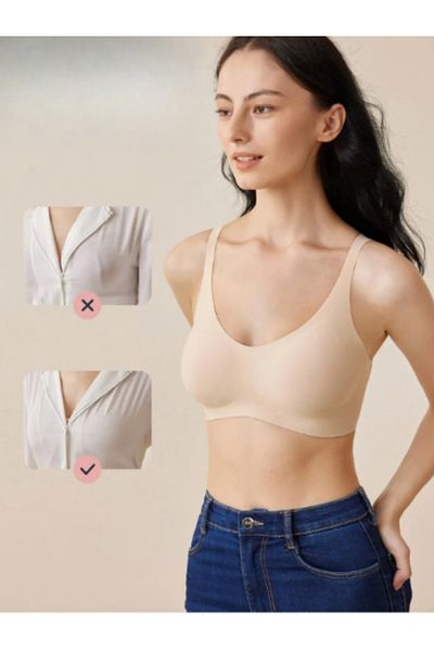 FİTFORMGİYİM Laser Cut Seamless Padded Soft Non-Marking Invisible Invisible Push up Gathering Bra Without Underwire