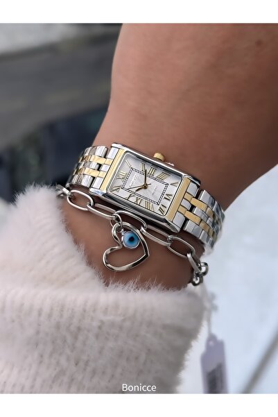 Ferrucci Altın Sarısı Renk Çelik Kordon Su Geçirmez Garantili Kol Saati+bileklik