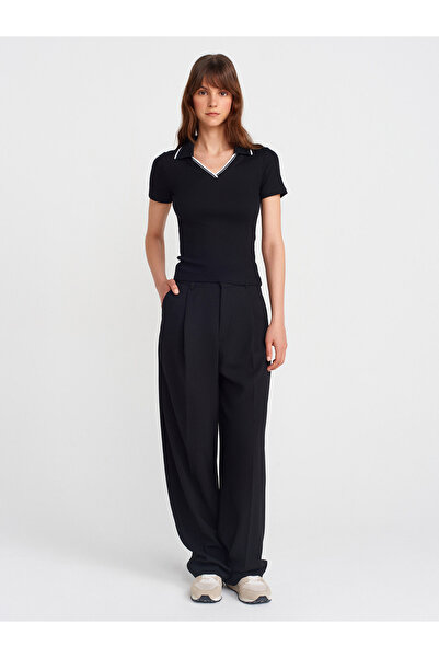 Dilvin 31687 Polo Yaka T-shirt-Siyah