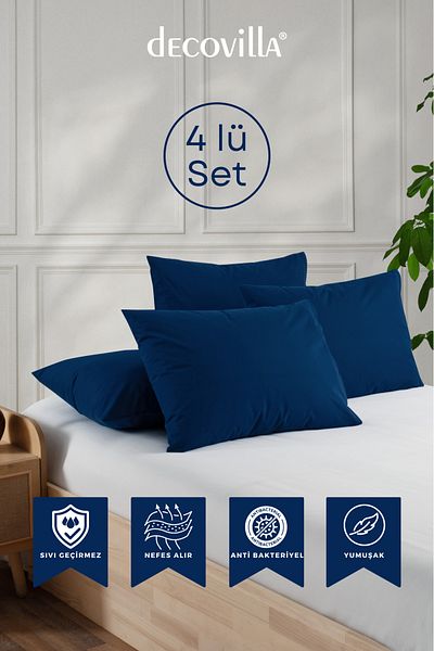 Decovilla Micro perne cu fermoar Set de 4 protectoare de perne rezistente la lichide 50x70