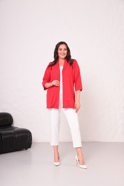 Shahiqa Büyük Beden Yazlık Krep Ceket