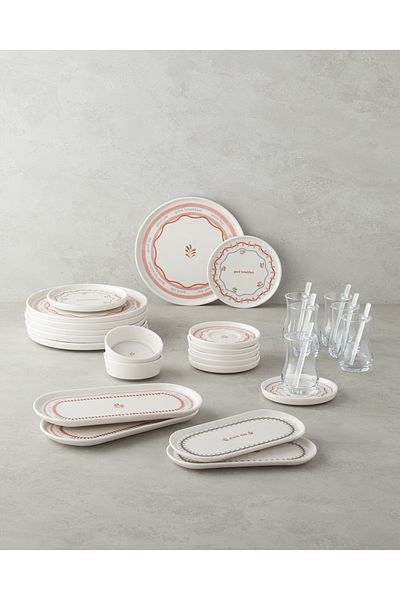 English Home Comely Ceramic Breakfast Set 32 Pcs for 6 Colorful