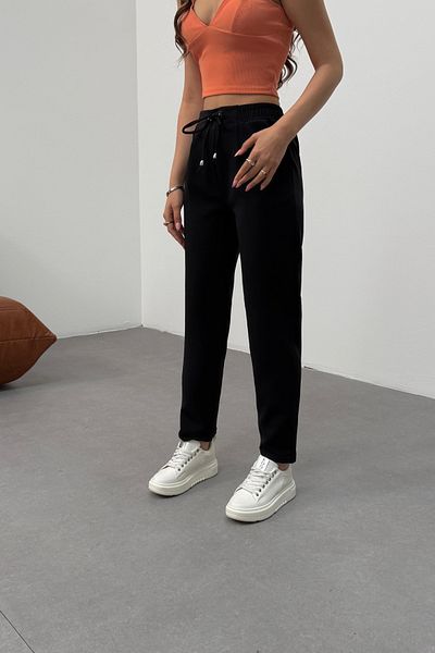 BİKELİFE Women's High Waist Ankle Length Elastic Waist Fabric Pants