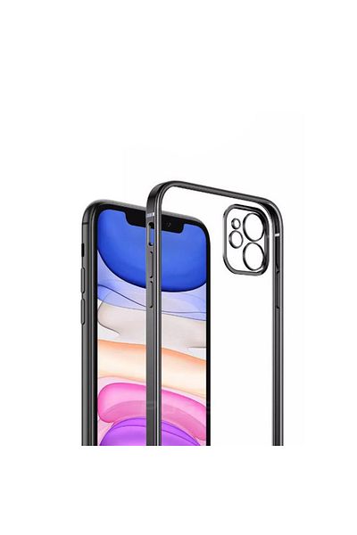 REDz Accessories Carcasă compatibilă cu iPhone 12, transparentă, silicon, neagră/transparentă