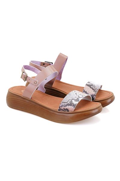 Desa Women's Powder Exotic Leather Sandals