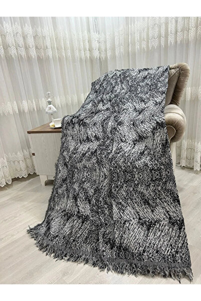Özlü Home Kolkapatan Pamuklu Koltuk - Çekyat Örtüsü 170x320 Alaca Siyah Kaydı...