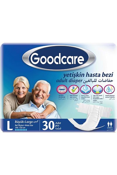 Goodcare Patient Diaper Adult Textile Surface with Waist Band L Large - Large 60 Pieces (2Pk*30)
