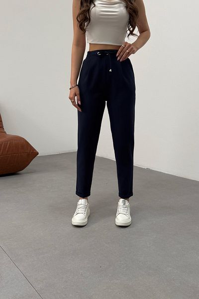 BİKELİFE Women's High Waist Ankle Length Elastic Waist Fabric Pants